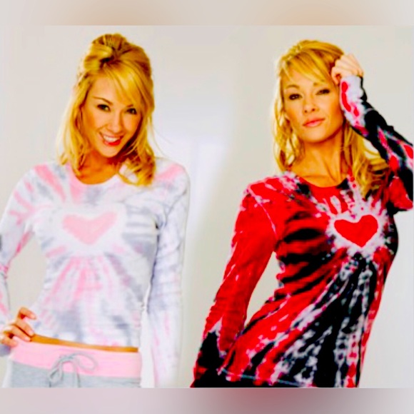New🦋 OTOMIX Womens Tie Dye Heart Thermal Long Sleeve Waffle Shirt Large - Picture 1 of 13